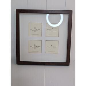 Pottery Barn Brown Wood Gallery Frame With Beveled Mat for four  3"x3"